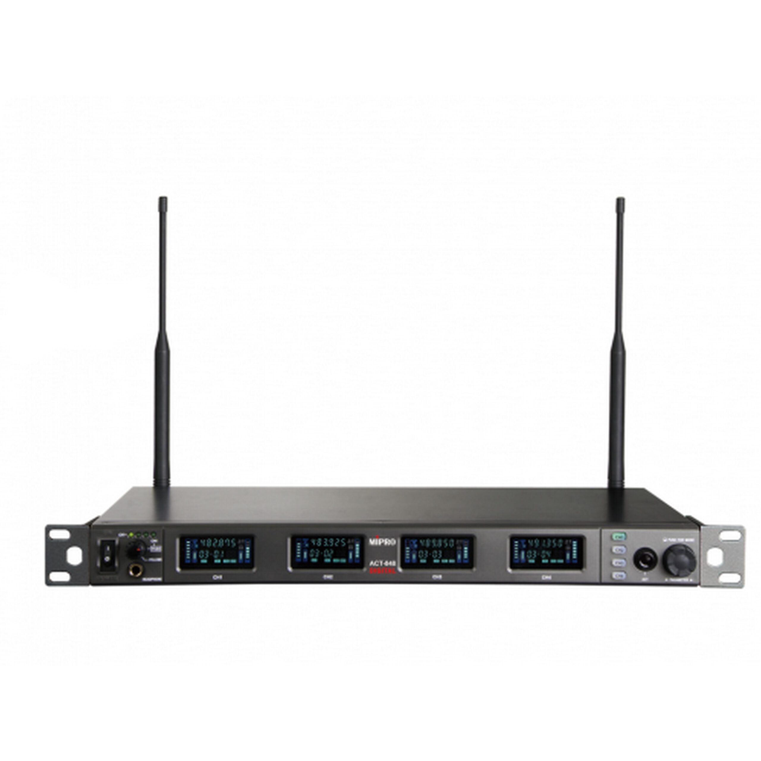 MiPro ACT-848 1U 4-Channel UHF Wideband Digital Receiver with Dante, 5E - High - Performance Audio Solution