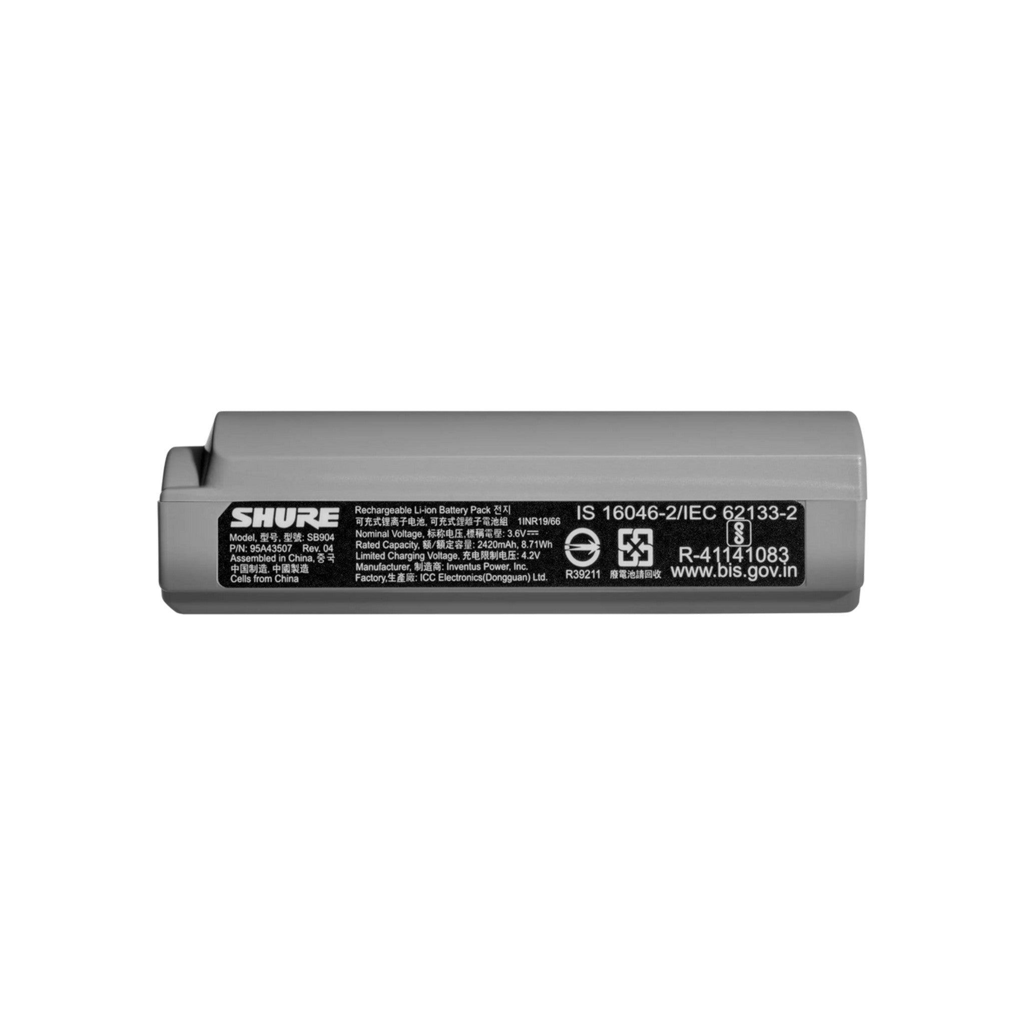 Shure SB904 High - Performance Lithium - Ion Rechargeable Battery for GLXD+ Wireless Audio Systems