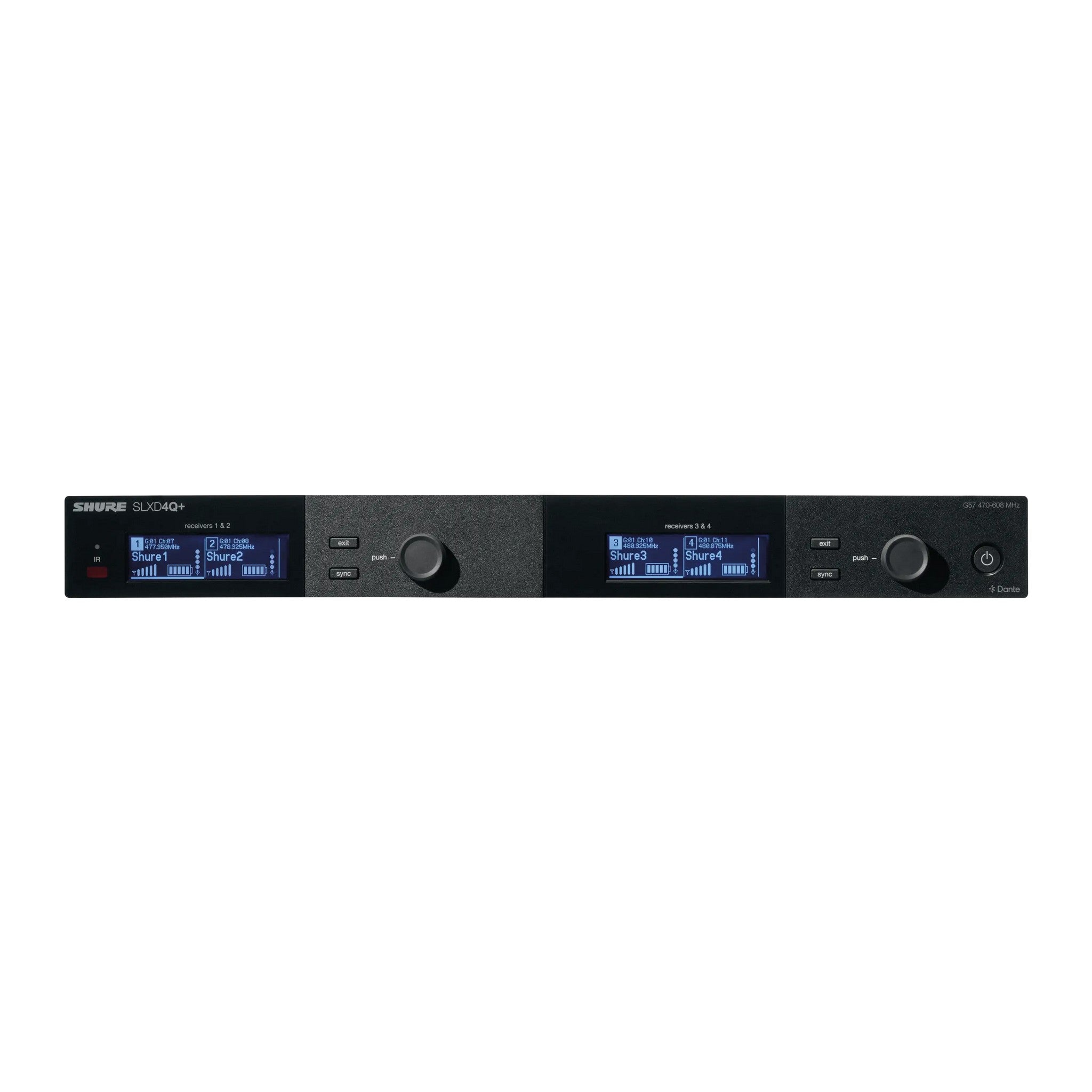 Shure SLXD4Q+ Professional Quad Channel Digital Wireless Receiver for High - Demand Audio Applications