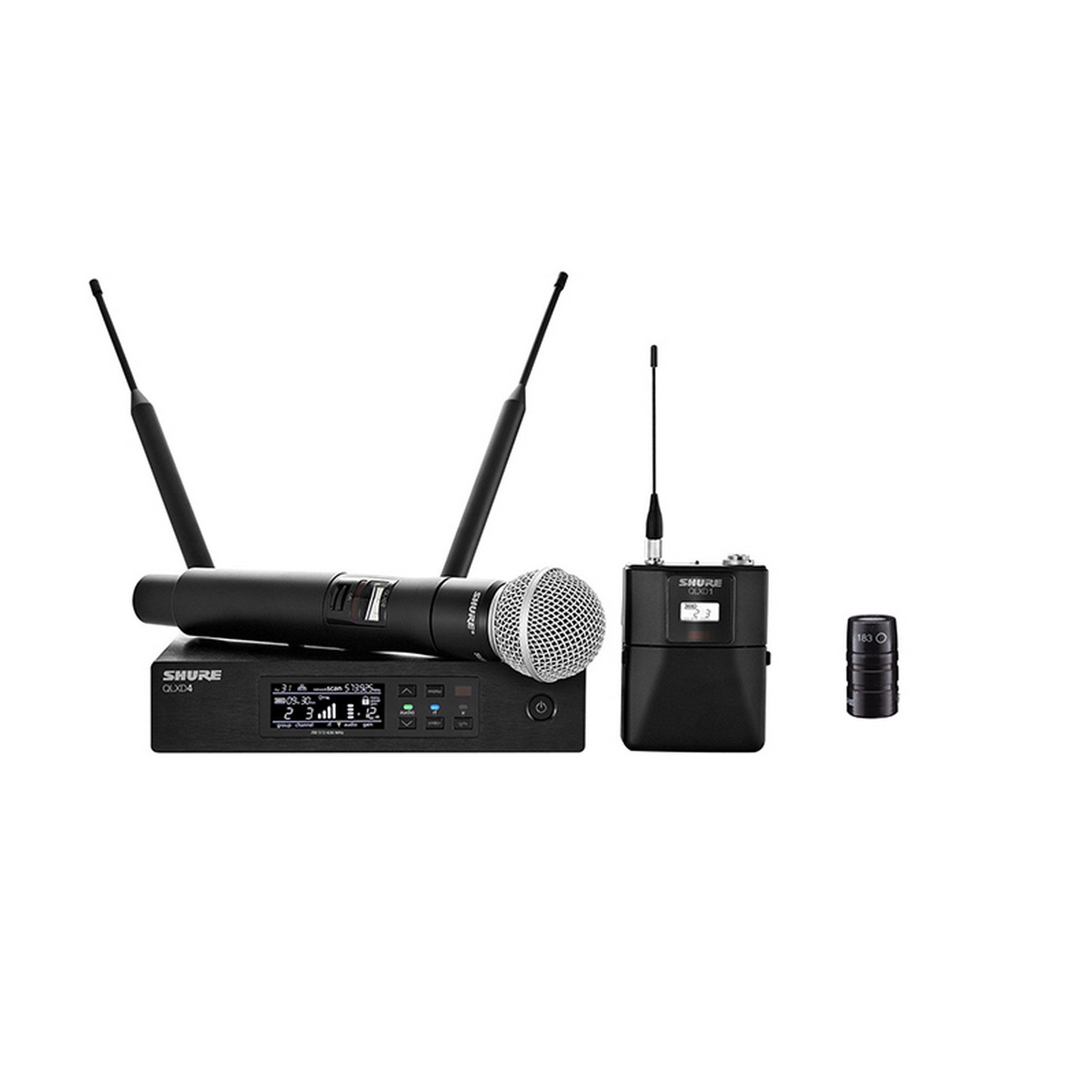 Shure QLXD124/83-G50 Premium Wireless Bodypack and Handheld Vocal Combo with WL183