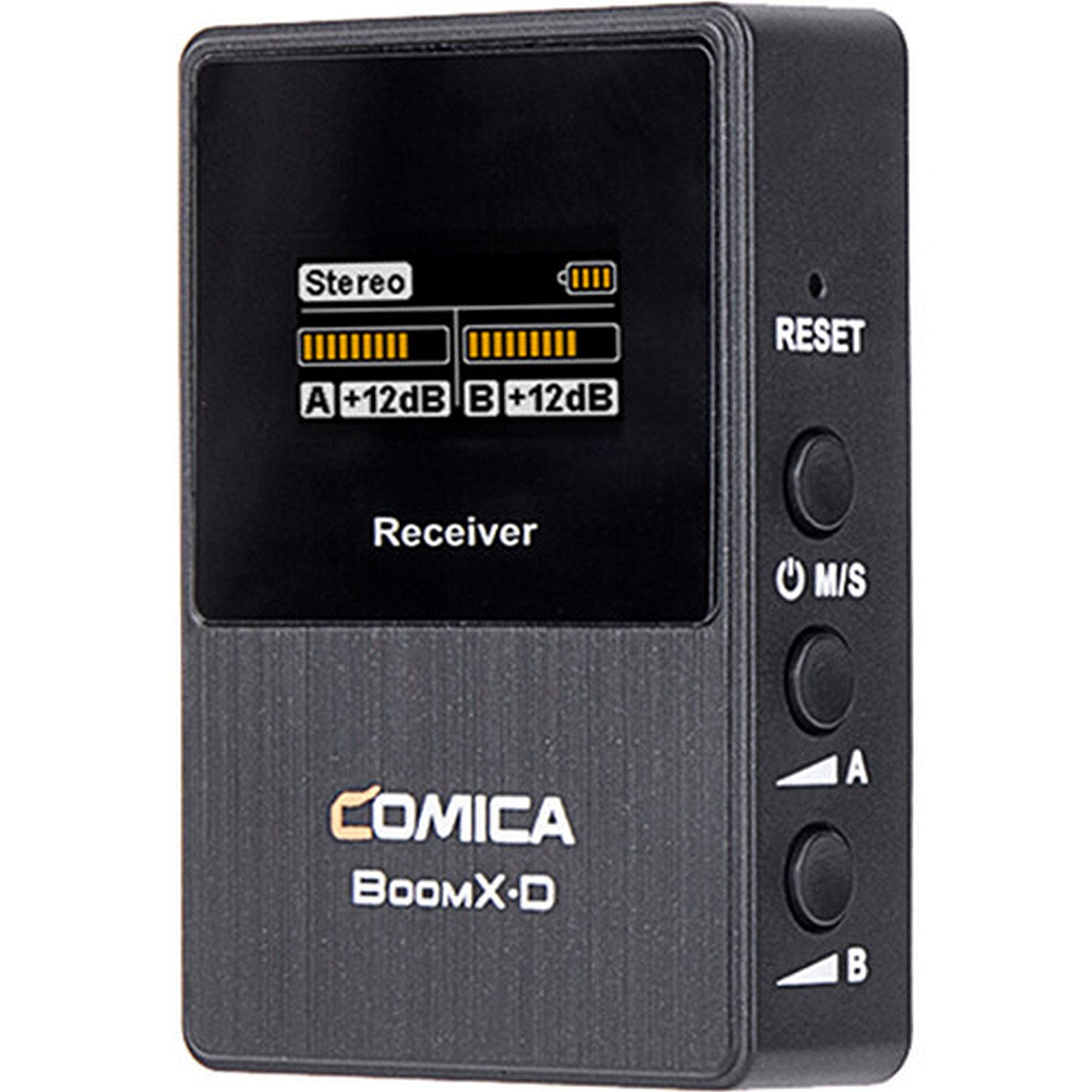 Comica BoomX-D RX Compact 2.4 GHz Digital Dual-Channel Wireless Audio Receiver for Mirrorless and DSLR Cameras and Smartphones