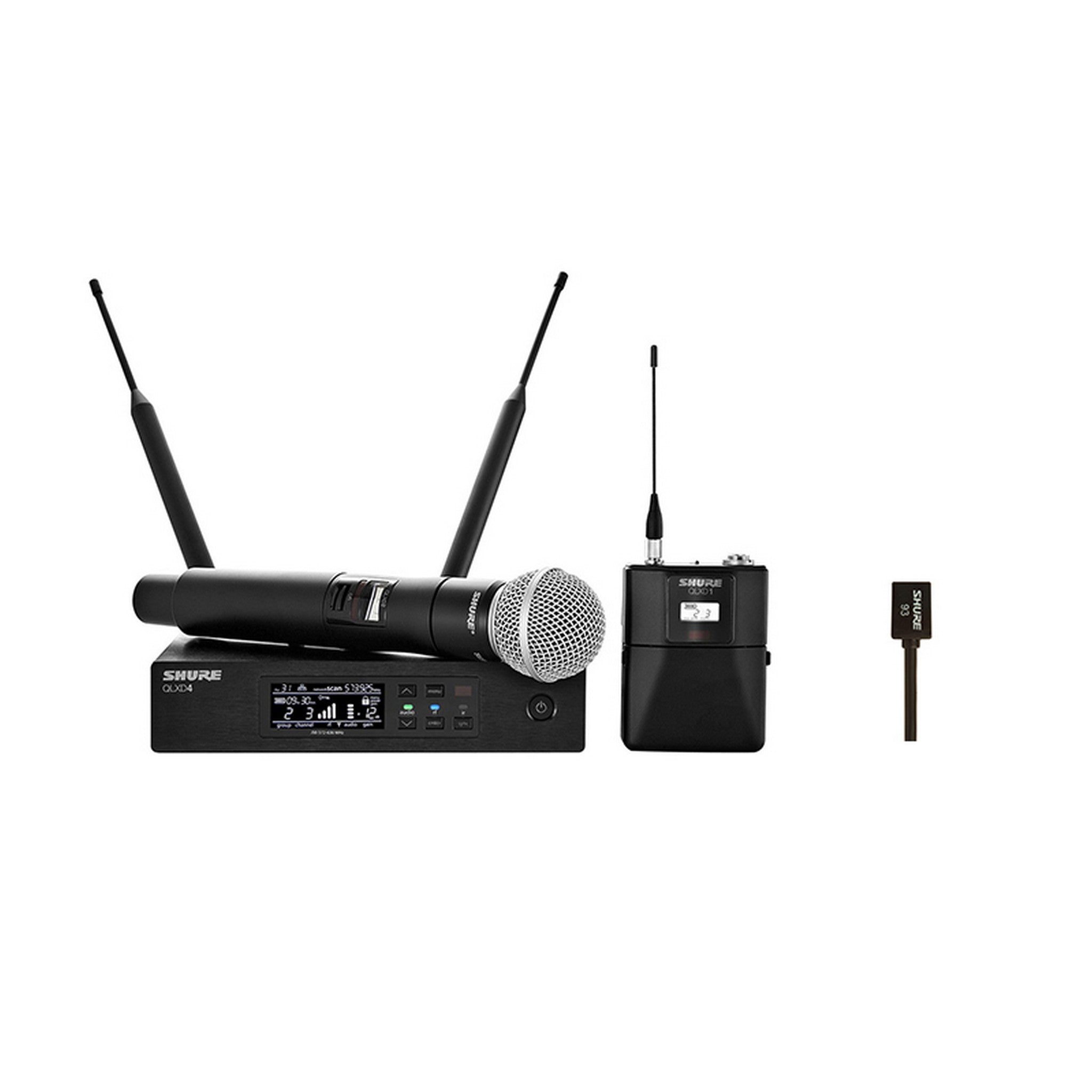 Shure QLXD124/93B Professional Wireless Combo System with Handheld and Lavalier Mics