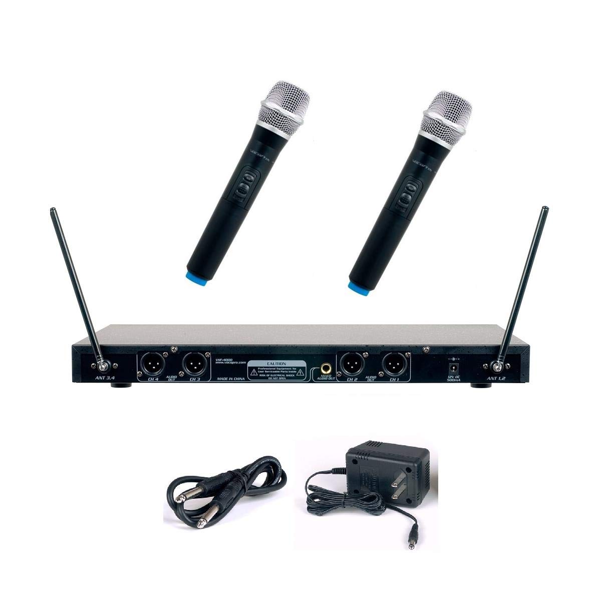 VocoPro Professional Quad VHF Wireless Microphone System - VHF - 4000 - 2 for Exceptional Audio Performance