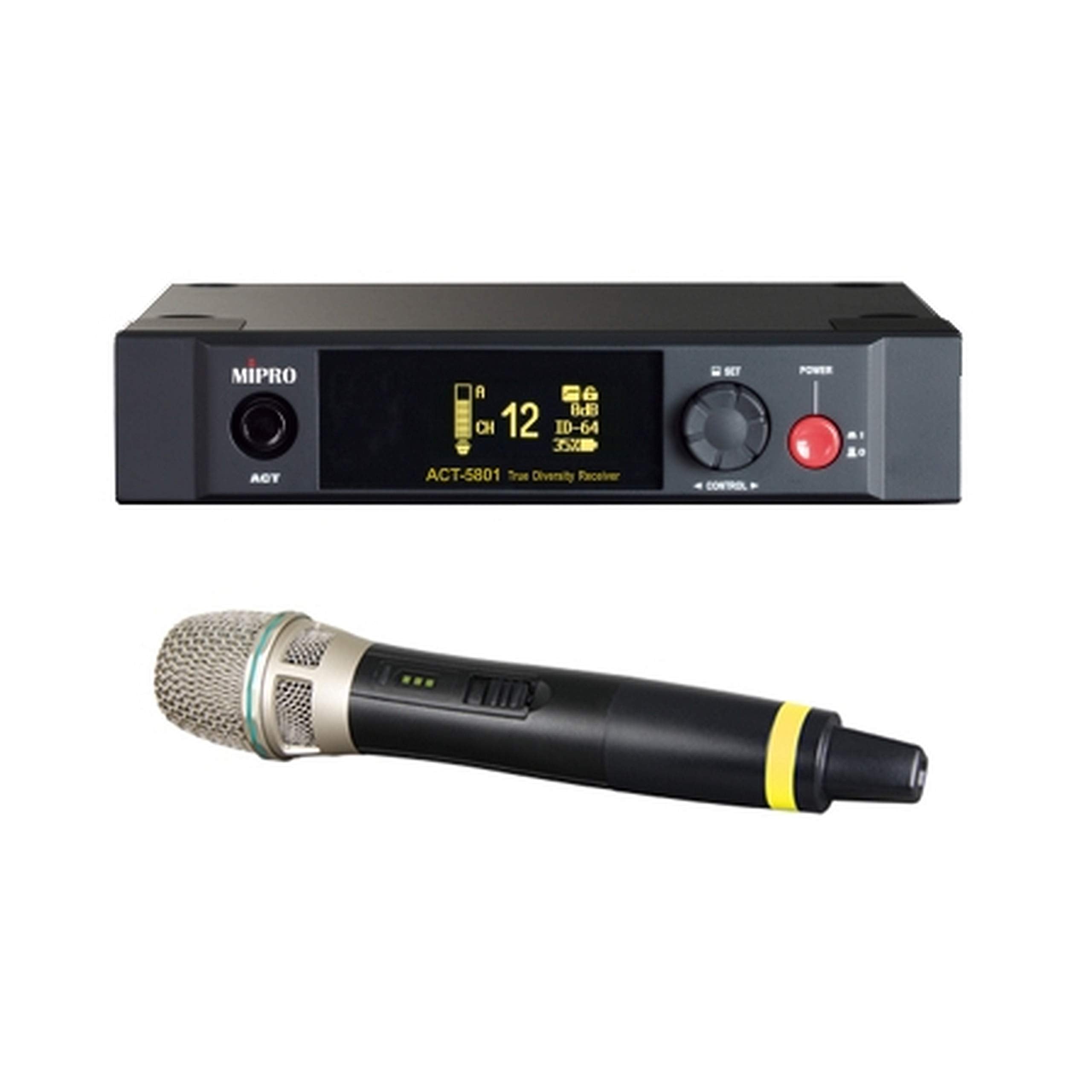 MIPRO ACT-5801/ACT-58H 5 GHz 1/2U Single-Channel Digital Receiver with Handheld Mic Transmitter