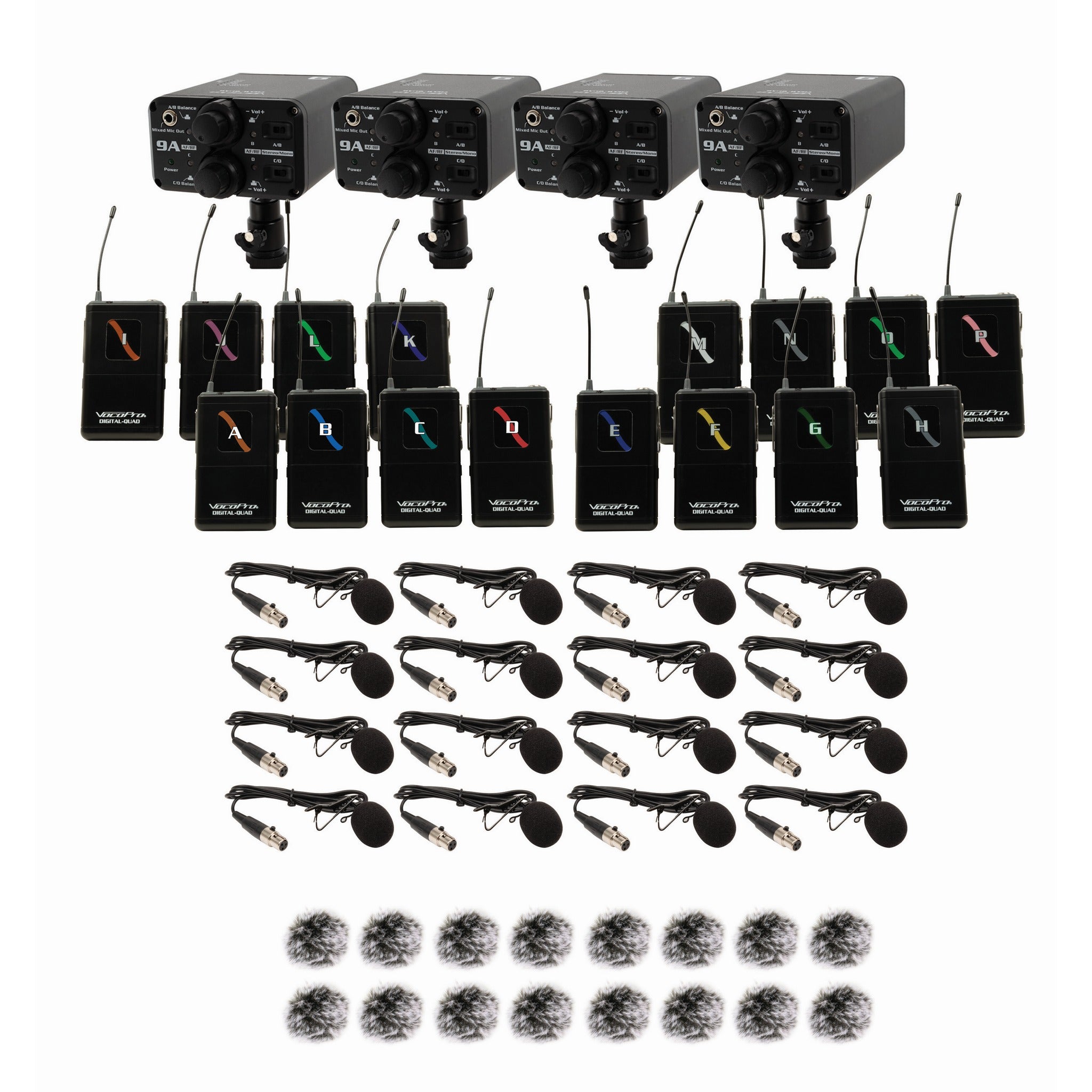 VocoPro FIELD - QUAD - FILM - 16B High - Performance Portable Wireless Microphone System for Sixteen Users in Field and Camera - Mountable Applications, Operating in 902 - 927.2 MHz Frequency Range