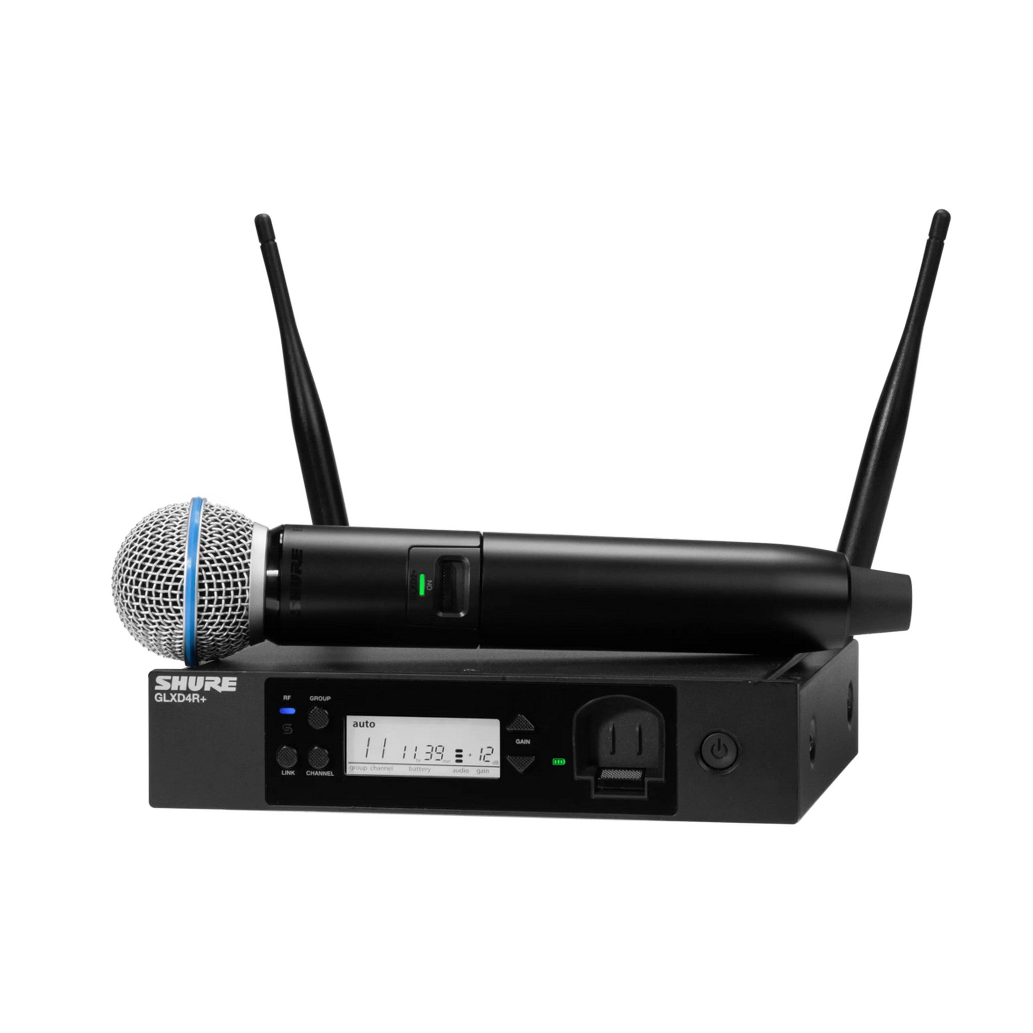 Shure GLXD24R+/B58 Digital Wireless Professional BETA 58A Vocal Microphone Rack System with Z3 Dual Band (2.4 GHz and 5.8 GHz) Technology